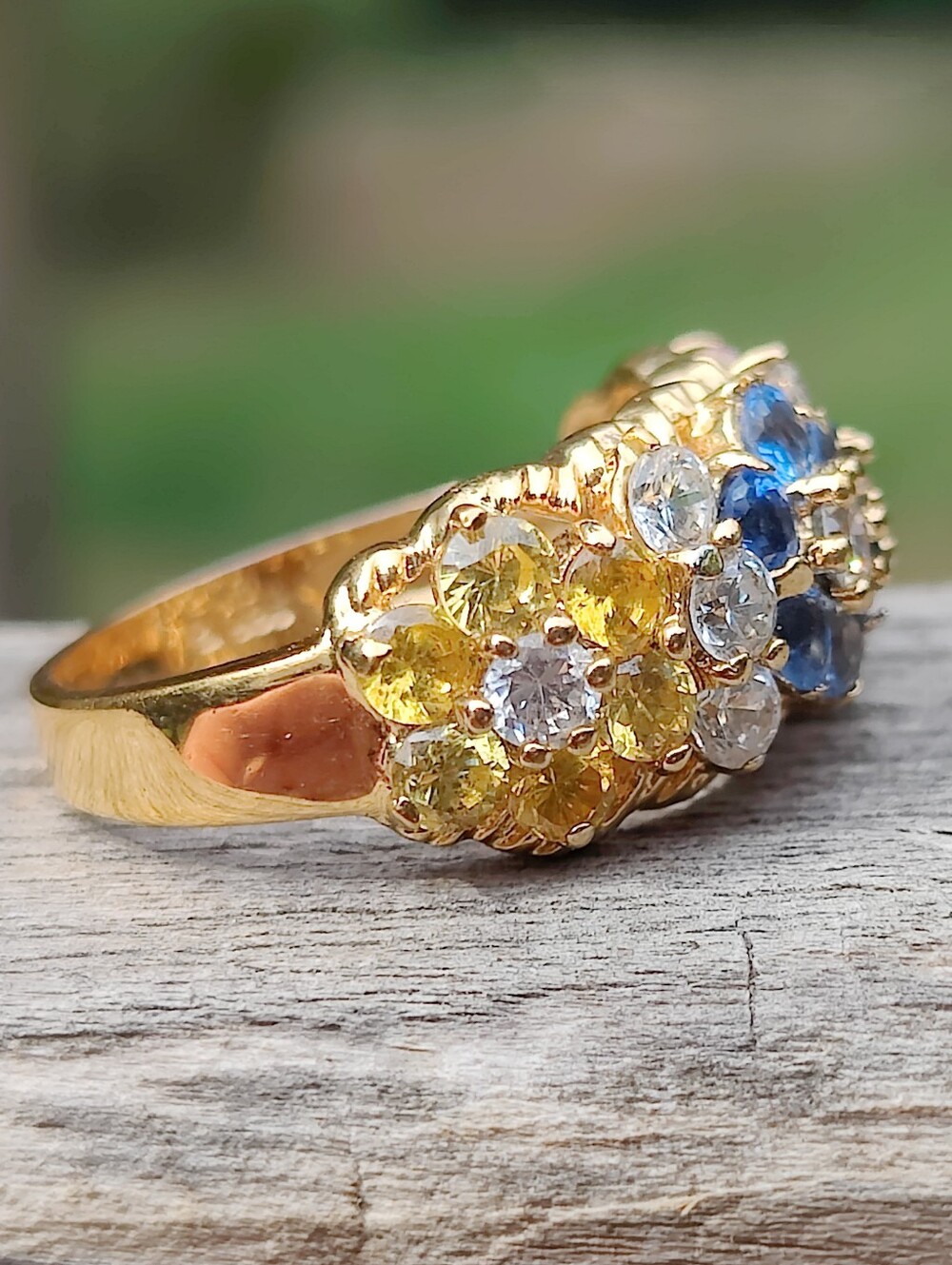 Ross-Simons Multicolor Sapphire and Diamond 14K Gold Band - Picture 2 of 10